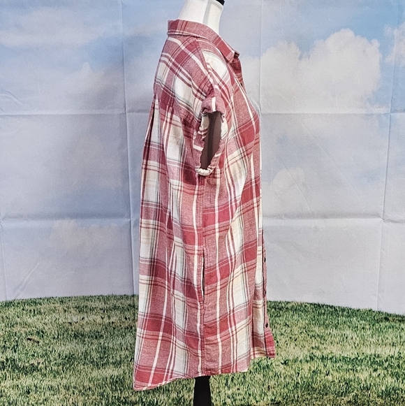 TRUE CRAFT | 100% COTTON FULL BUTTON FLANEL SHIRT DRESS - Picture 7 of 15